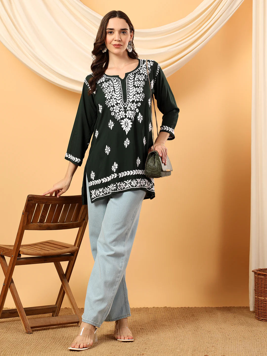 Adah Chikankari Premium Modal Short Kurti
