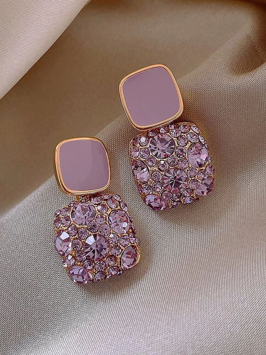Lavender Luxe Crystal-Studded Drop Earrings